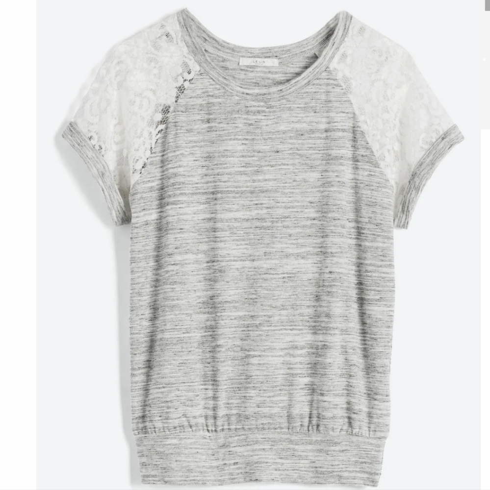 Le Lis gray and cream lace blouse